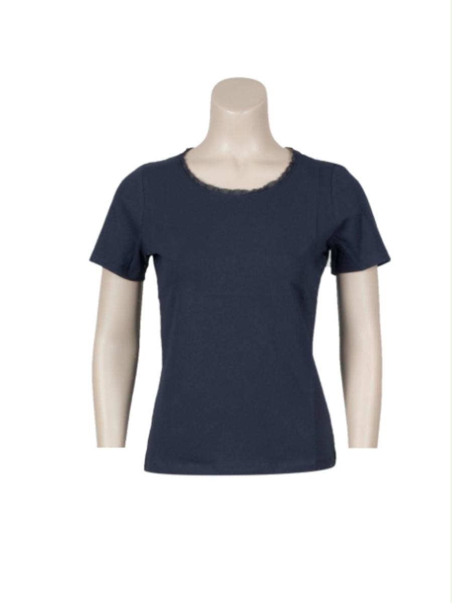 T-shirt kantje basic km donkerblauw