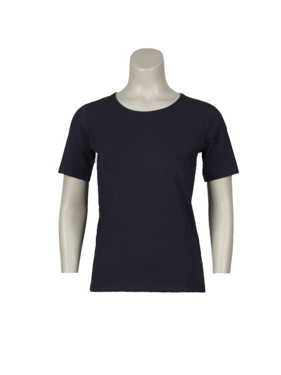 T-shirt basic korte mouw donkerblauw
