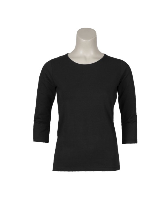 opladen verzameling Genre T-shirt basic 3/4 mouw zwart | Rosedale Collections