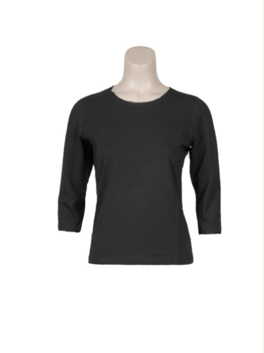 T-shirt kantje basic 3/4 m zwart
